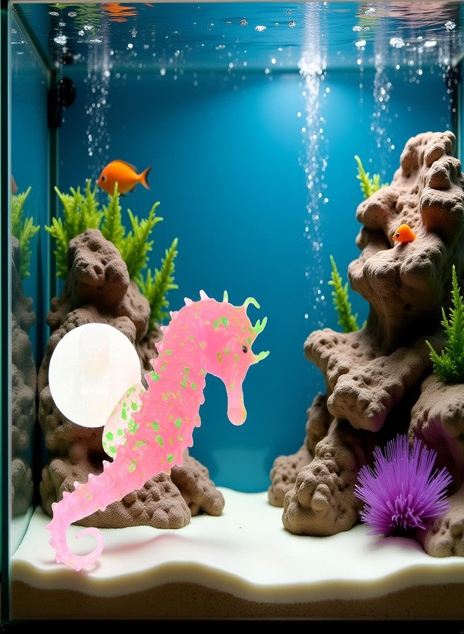 Pxiryanlow Red Aquarium Decor Luminous Artificial Soft Seahorse Hippocampus Fish Tank Ornament Exquisite Popular Aquarium Pipe Decoration Fixed by Invisible Line and Sucker - Image 2